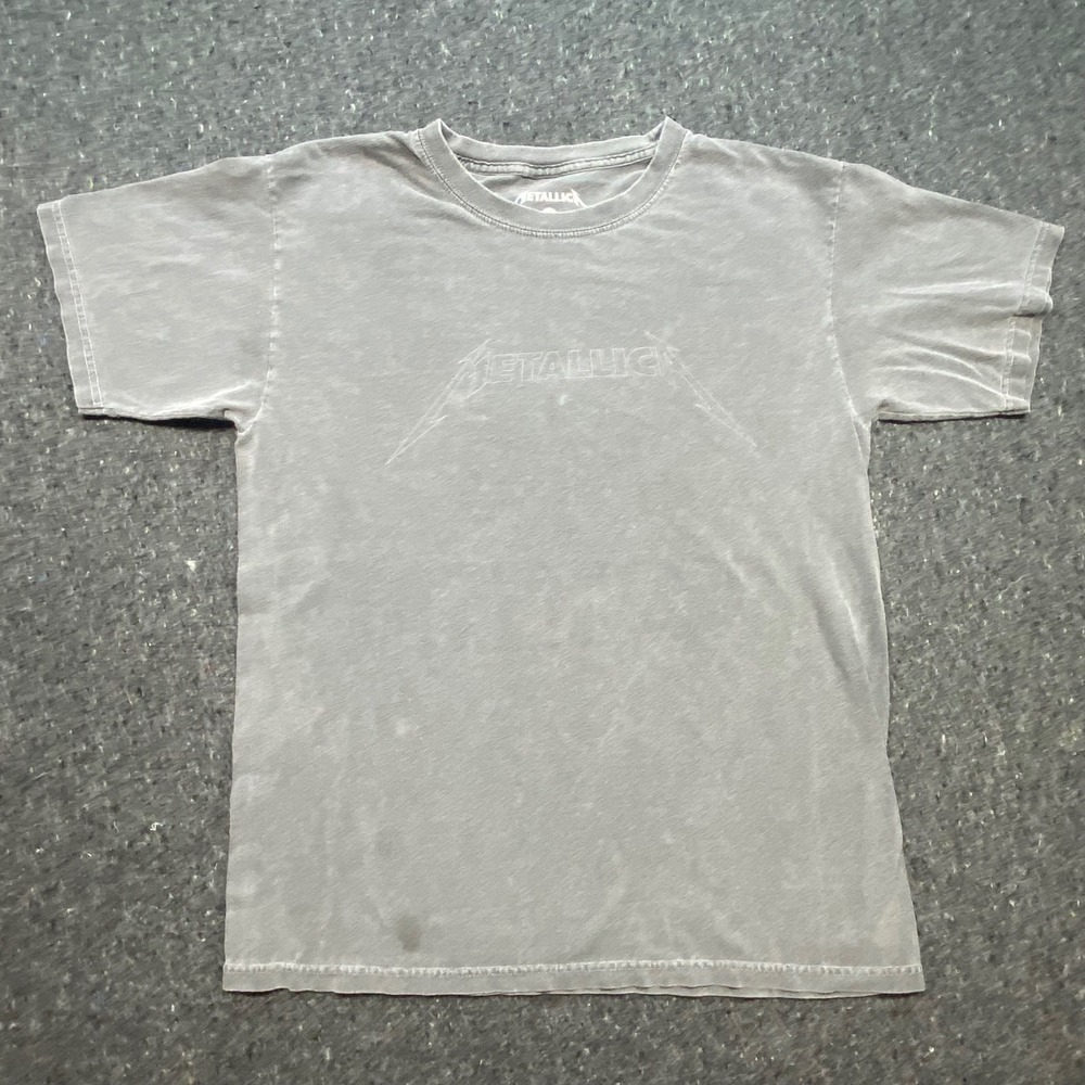 Metallica Rock Band‎ Tee Mens Small Grey Mineral Wash Album Art Graphic T-Shirt